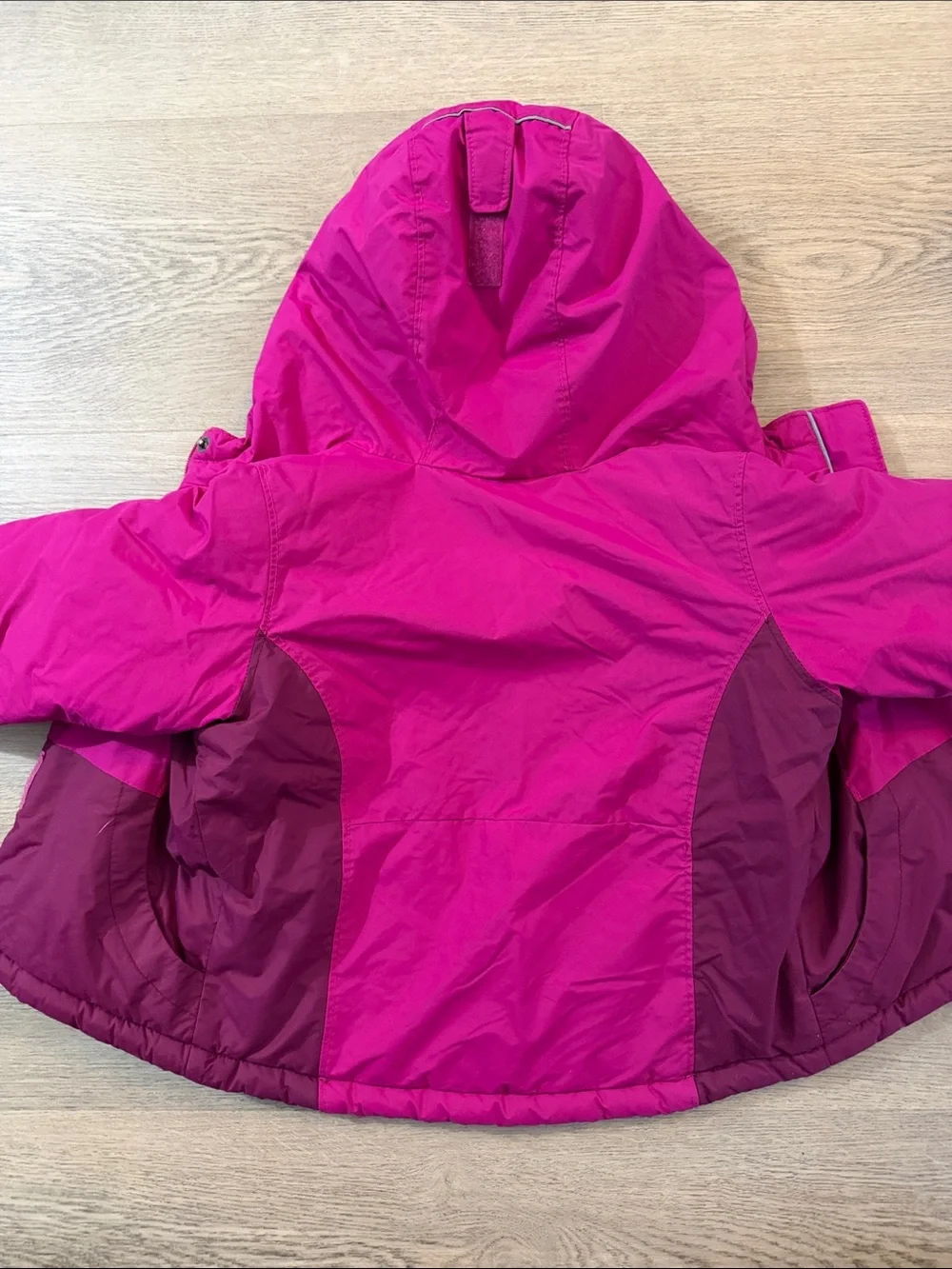 Columbia Girls' Two-Tone Magenta & Berry Hooded Puffer Jacket
